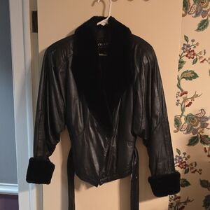 Wilson Women's Black Leather Jacket with Plush Accents